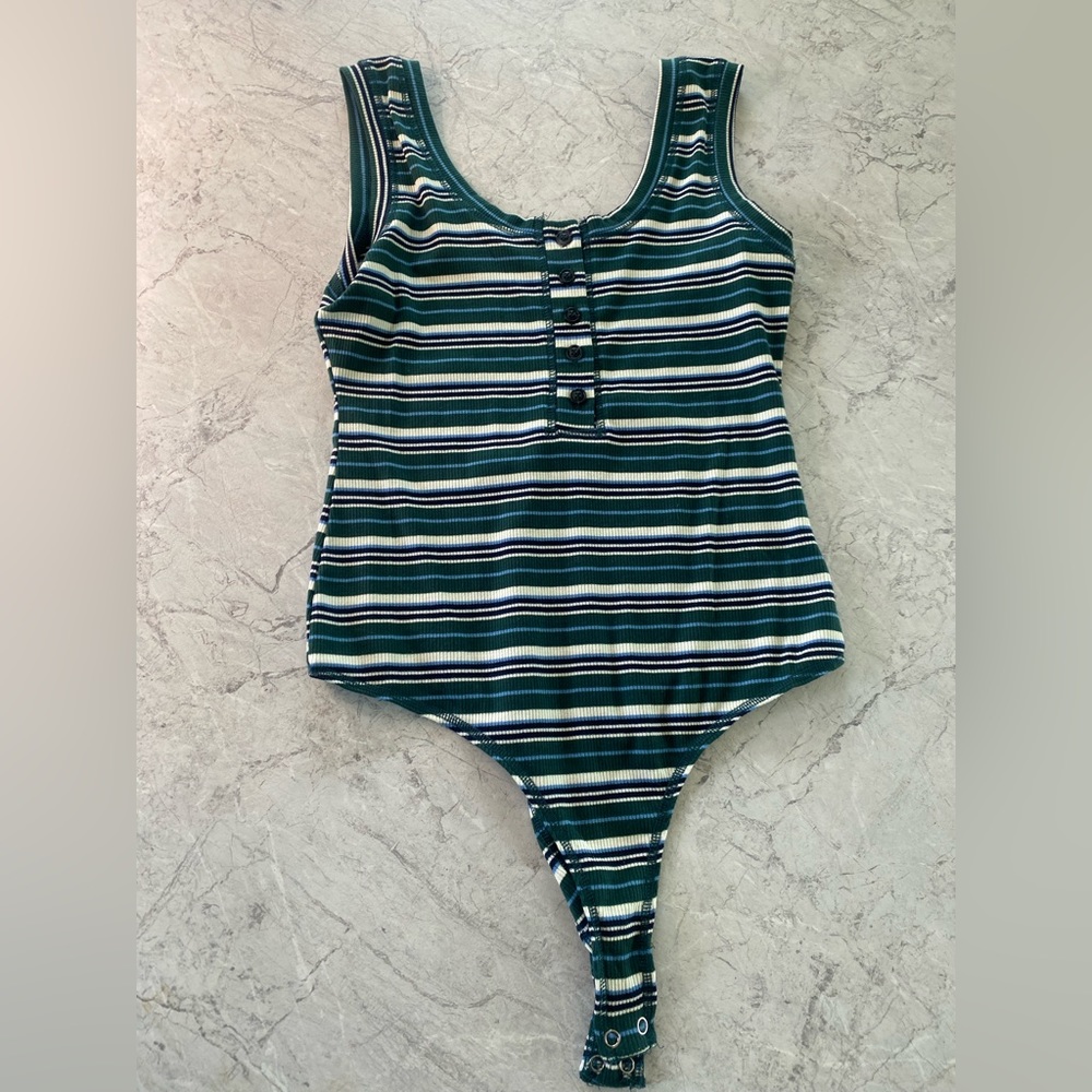 Green Blue and White Bodysuit